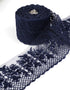 Aurora Blossom Beaded Border Lace - (Navy Blue)